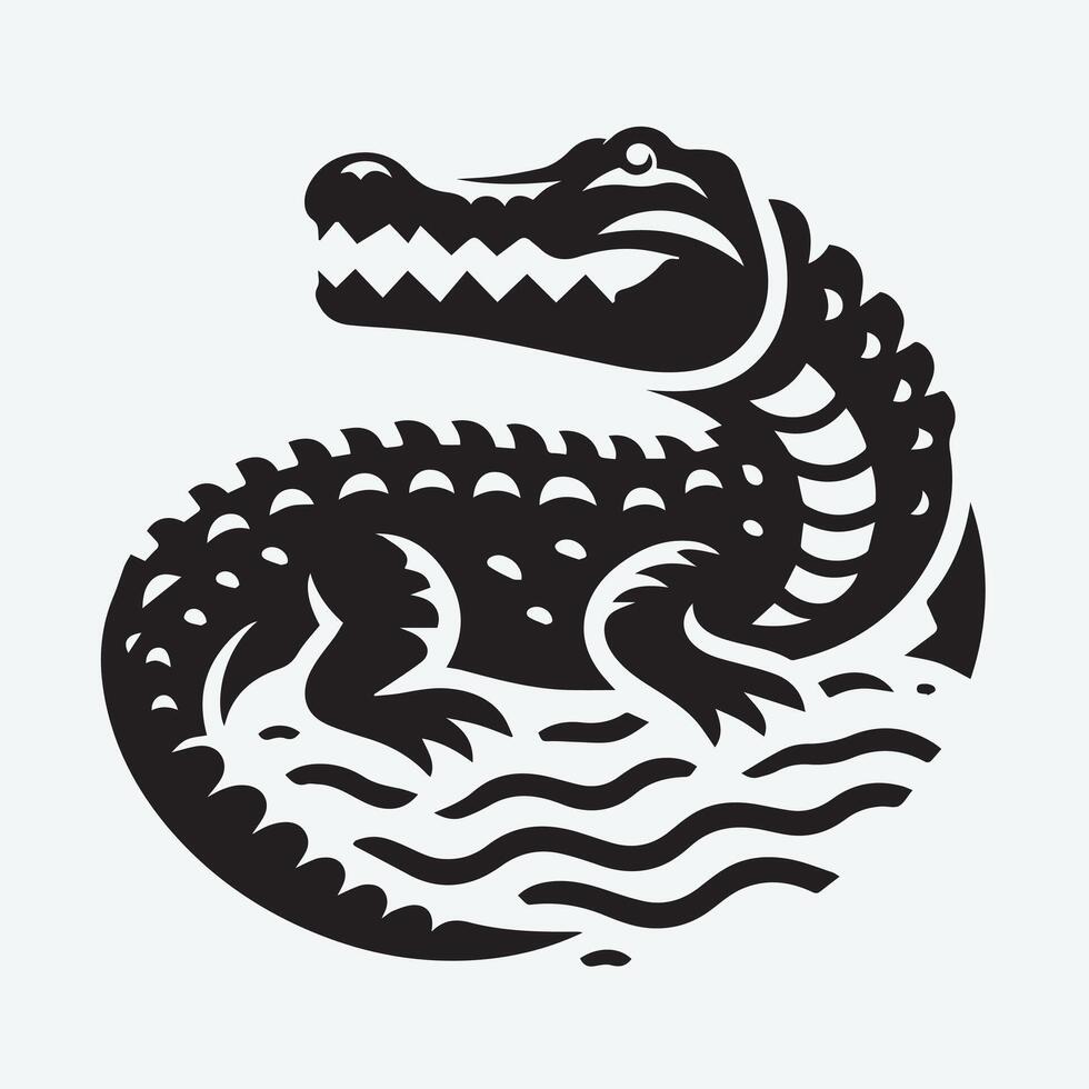 Aggressive Crocodile Silhouette Graphic vector