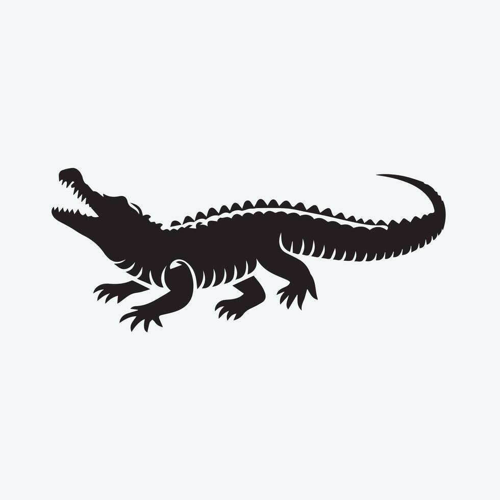 Illustration of a Crocodile in a Scenic Wetland Setting vector