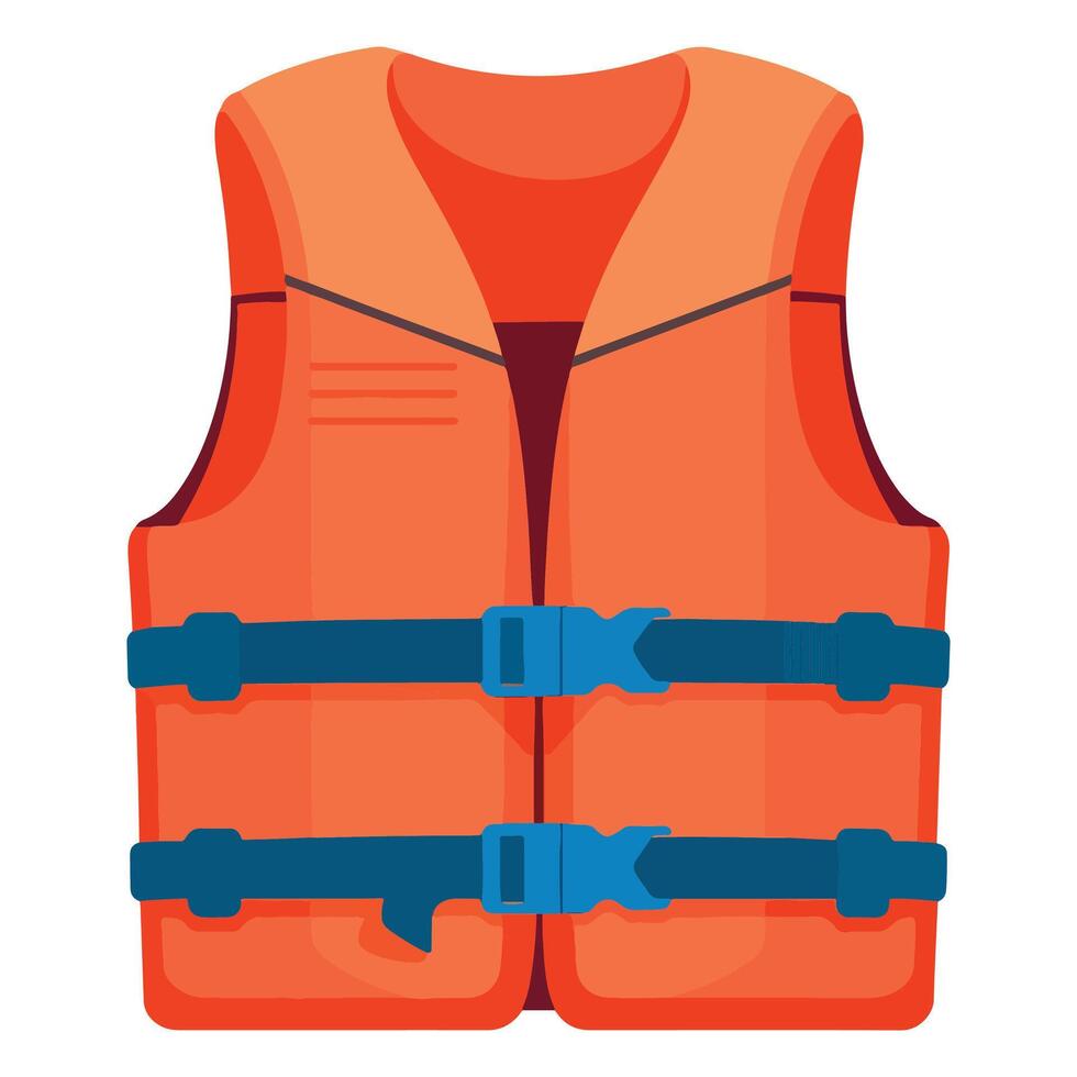 Red Life Vest Jacket for Children Flat Design Illustration vector