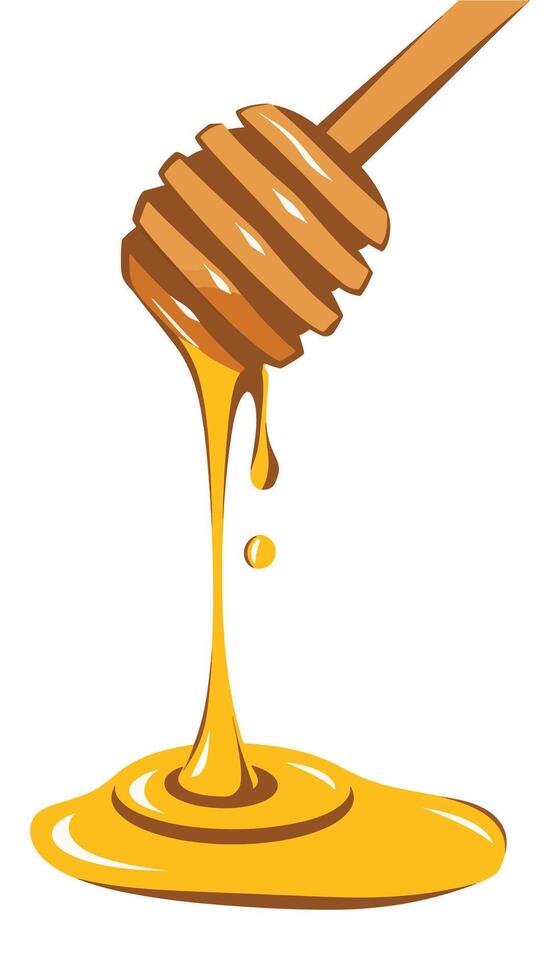 Dipper and Honey in Flat Design No Gradient vector