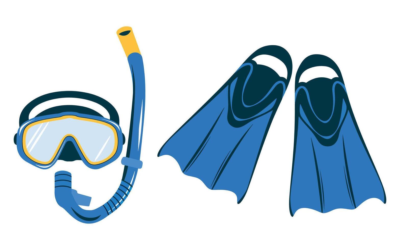 Blue Diving Mask, Tube, Swimming Equipment vector