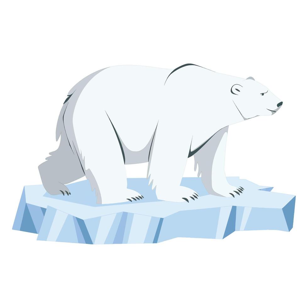Polar Bear on Ice Floe Arctic Wild Animal Icon vector