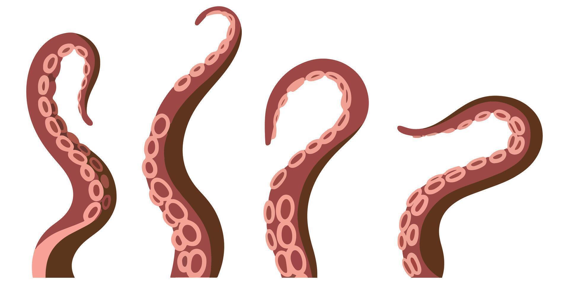 Set of purple tentacles octopus illustration vector