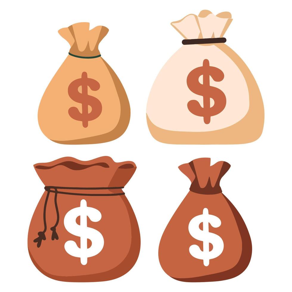 Money Flat Icon Set Isolated on White Background vector