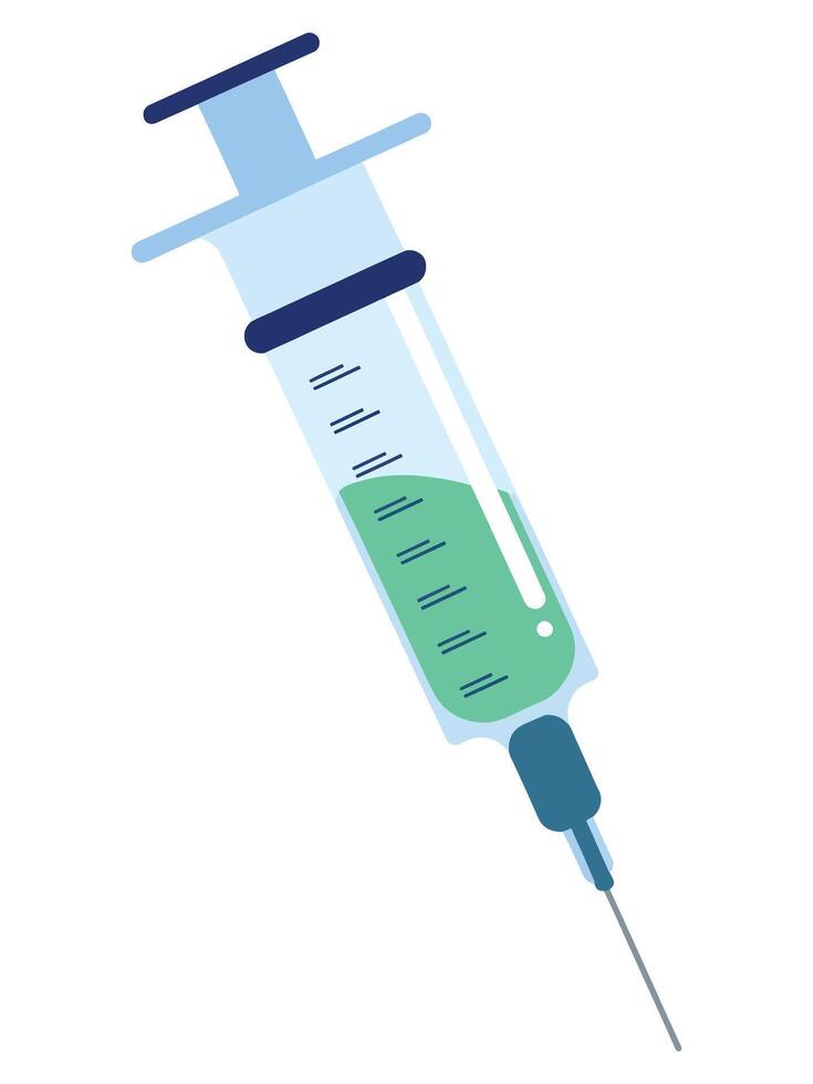 Medical Syringe Icon Vaccine Injection with Needle vector