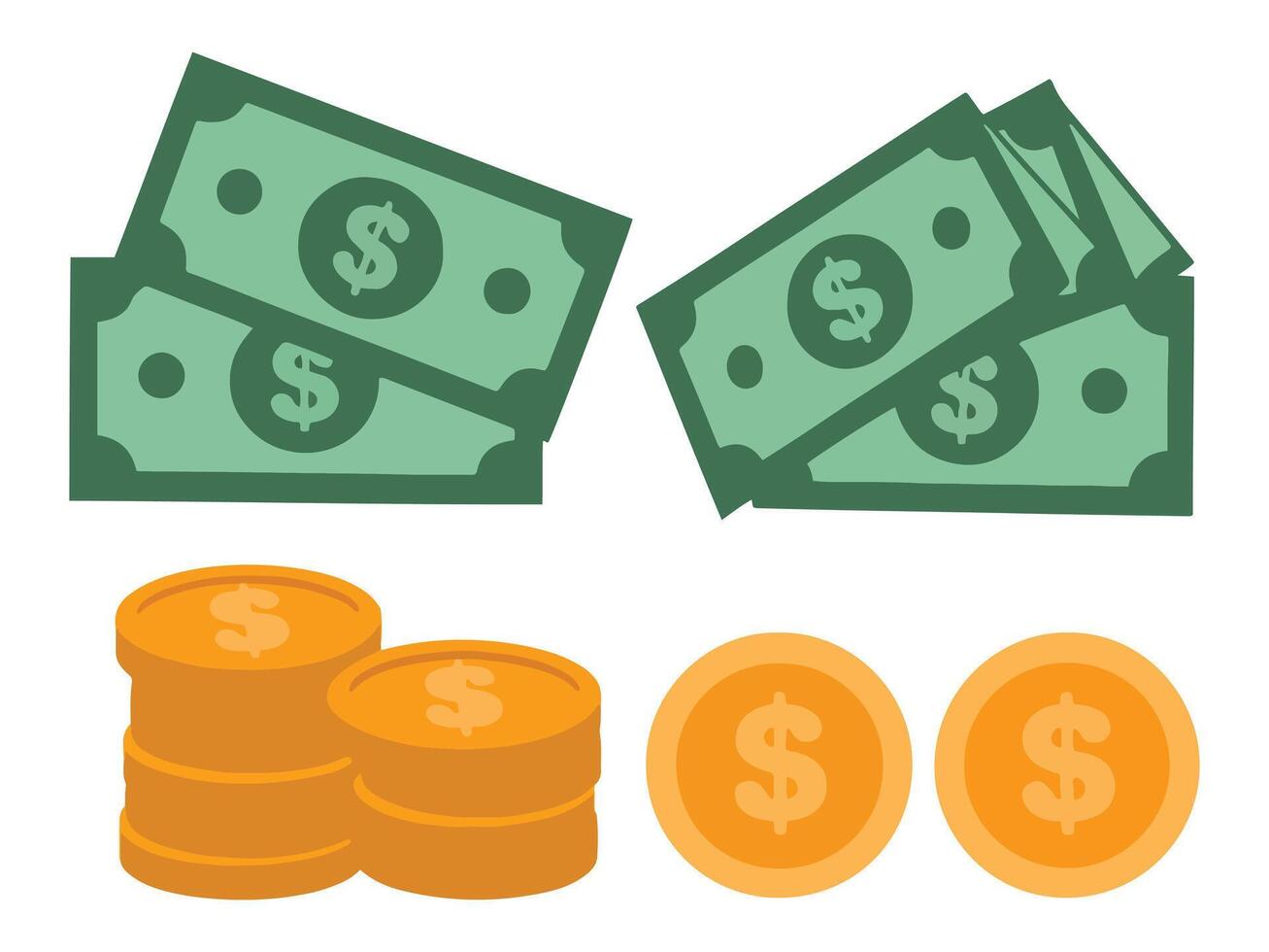 Flat Money Icons Set Isolated on White Background vector