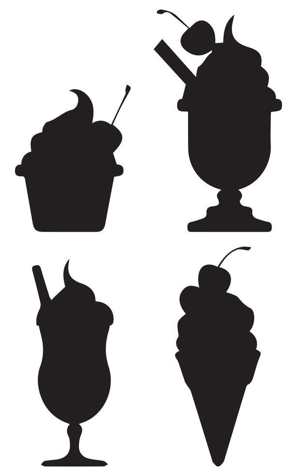 Ice Cream Silhouette Illustrations vector