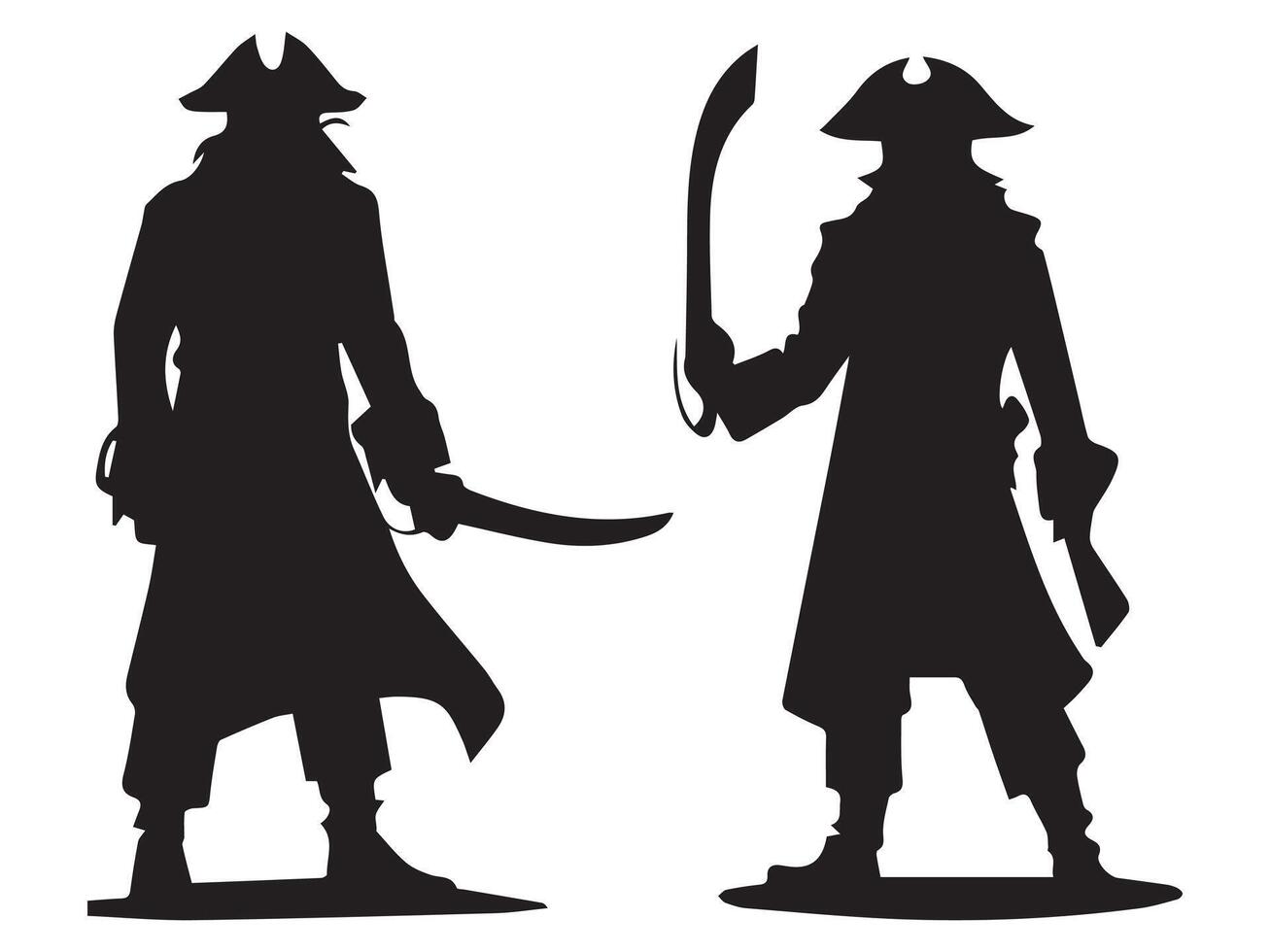 Pirates Silhouette Swashbuckling Adventure Scene vector
