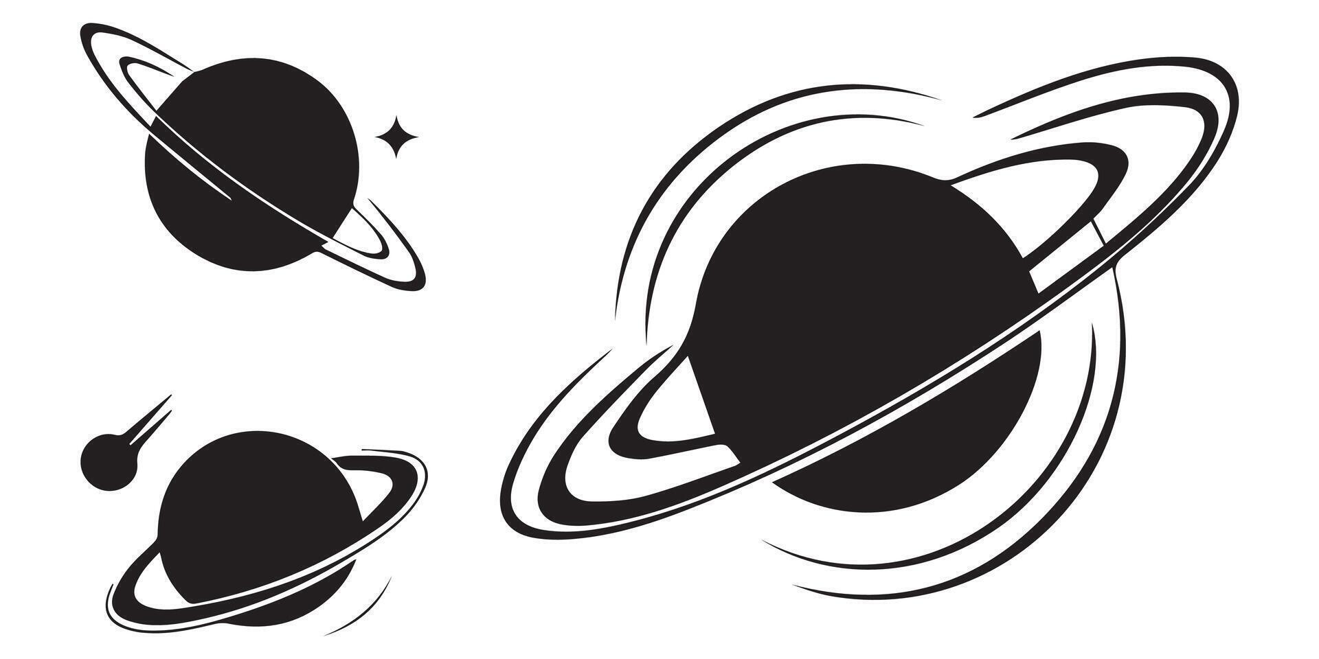 Fantasy Cartoon Planets Silhouette vector