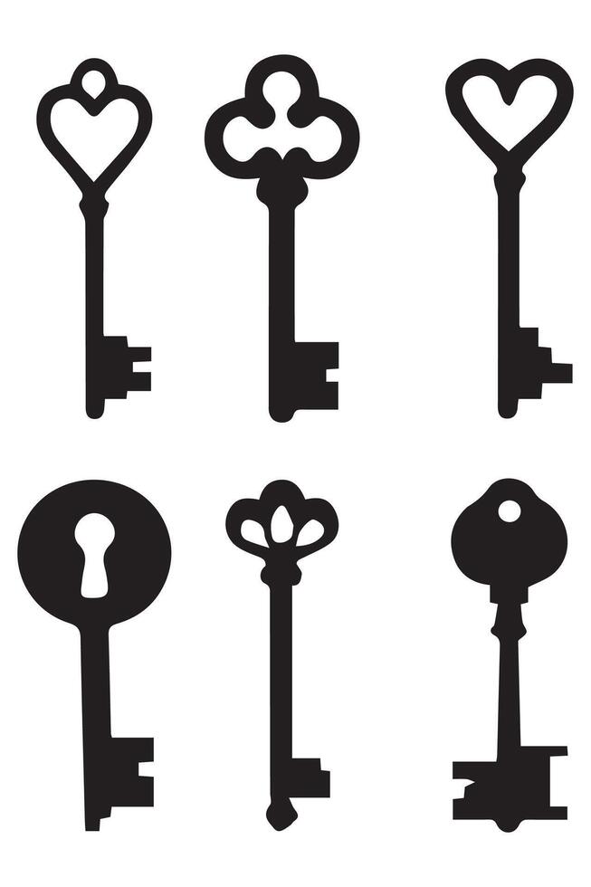 Silhouettes of Door Keys Vintage Antique vector