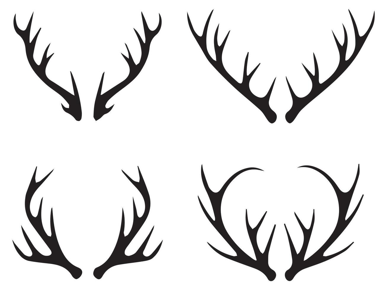 Hand Drawn Deer Antlers set vector
