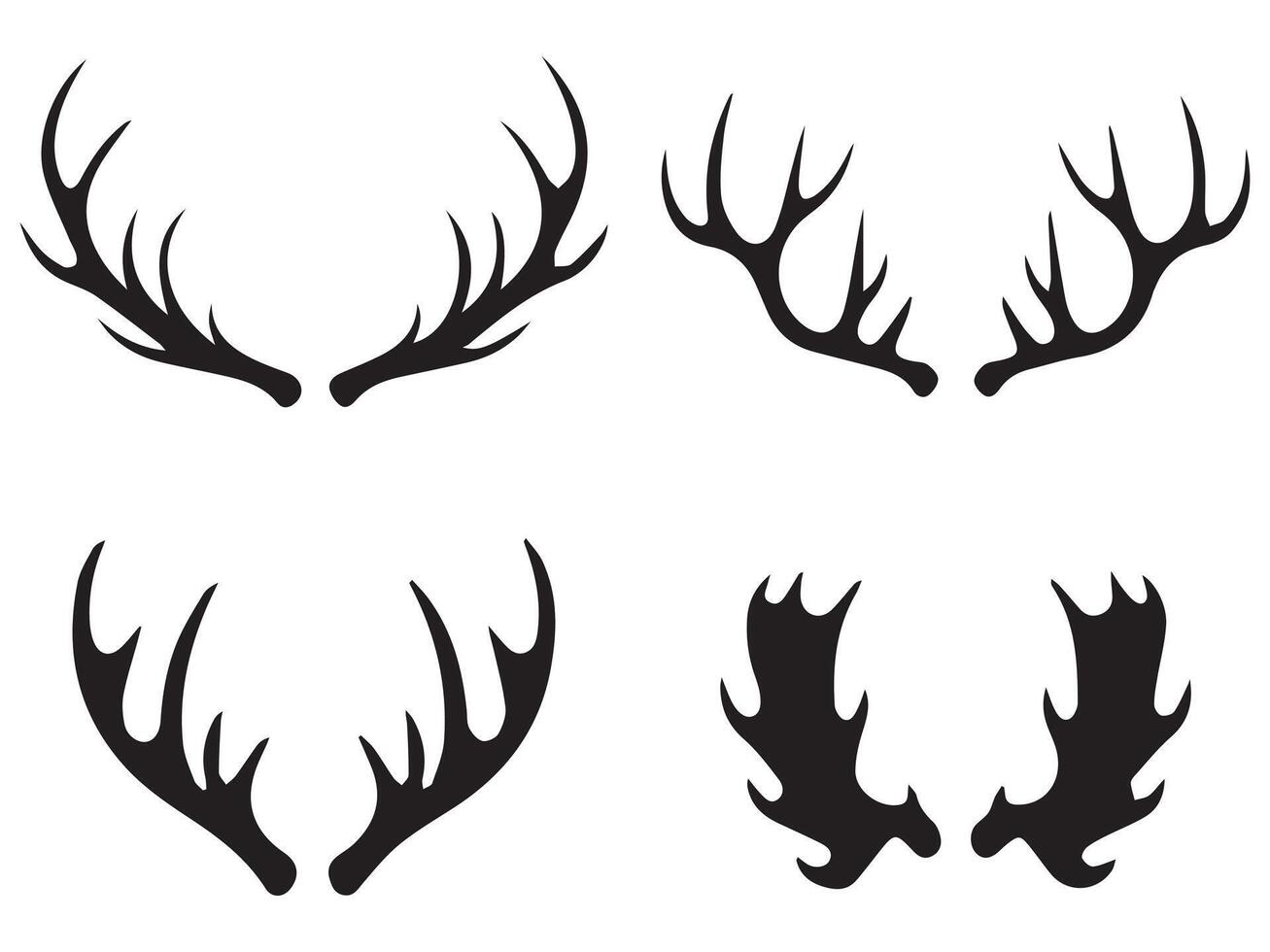 funny Hand Drawn Deer Antlers vector