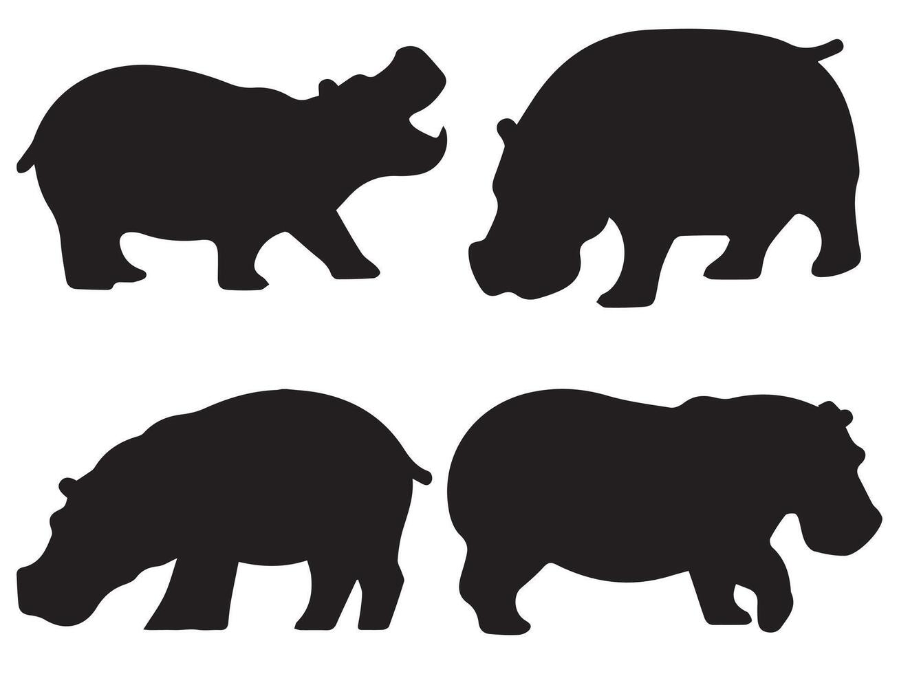 Hippopotamus Stencil Power and Elegance Silhouette vector