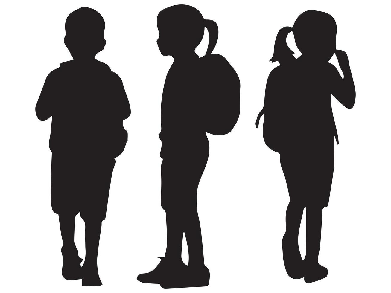 Silhouettes of School Children Walking to Primary School vector