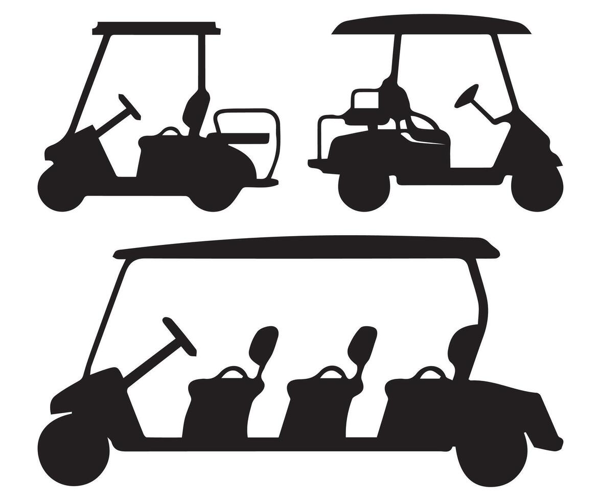 Golf Cart Silhouettes Illustration Set vector