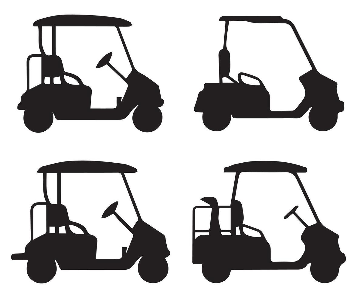 Golf Cart Silhouettes Illustration vector