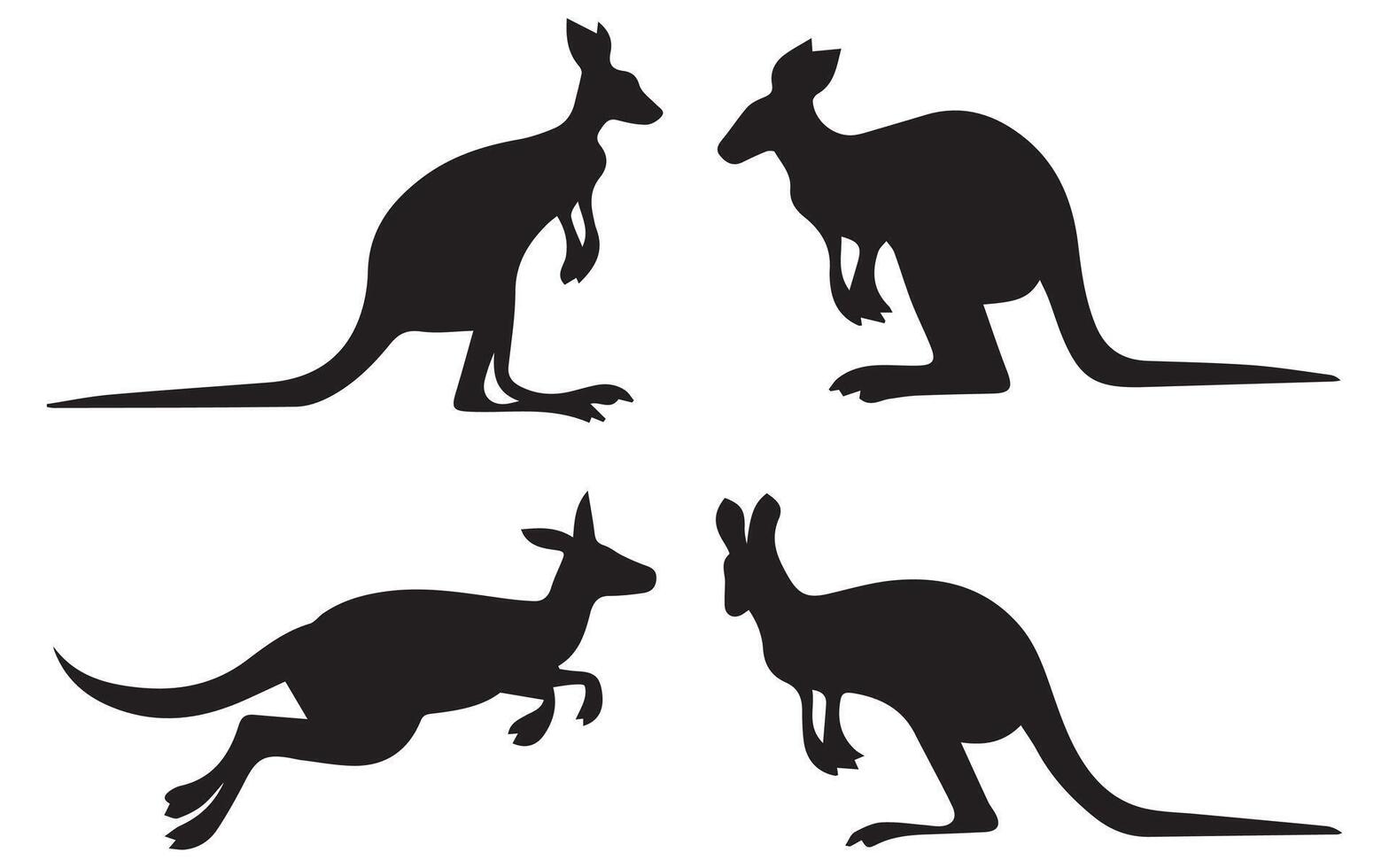 Set of Kangaroo Silhouette Illustrations vector