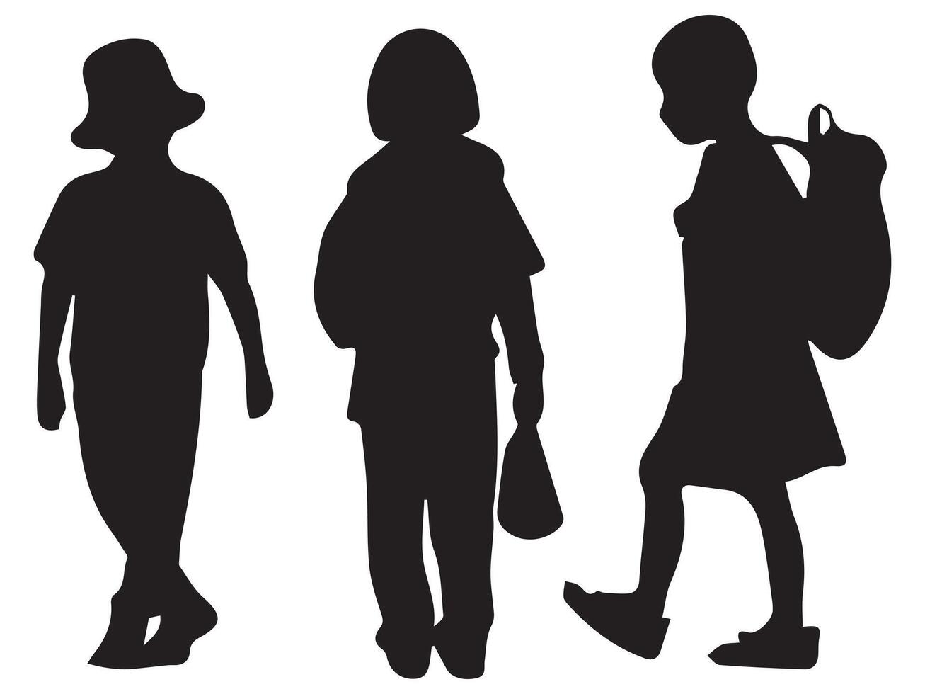 Silhouettes of Kids Walking to Primary School vector