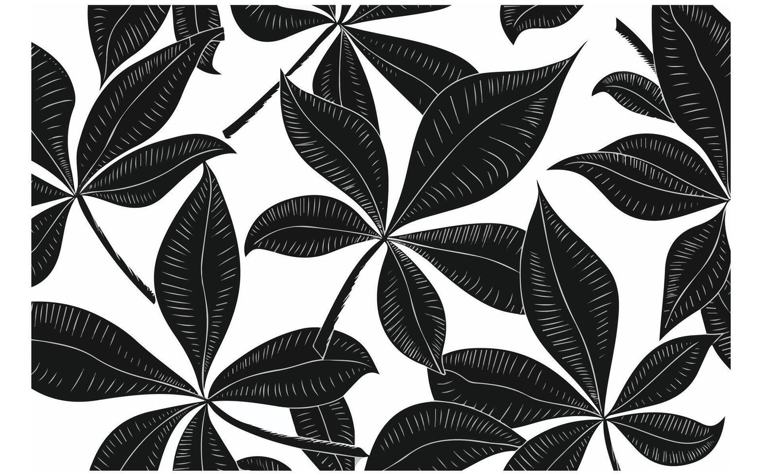 Floral Abstract Leaves Seamless Pattern in Dotted Flat Style vector