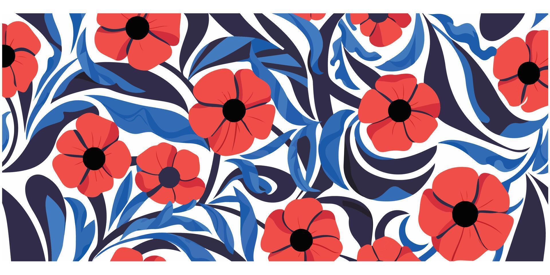 Matisse-Inspired Floral Seamless Pattern vector