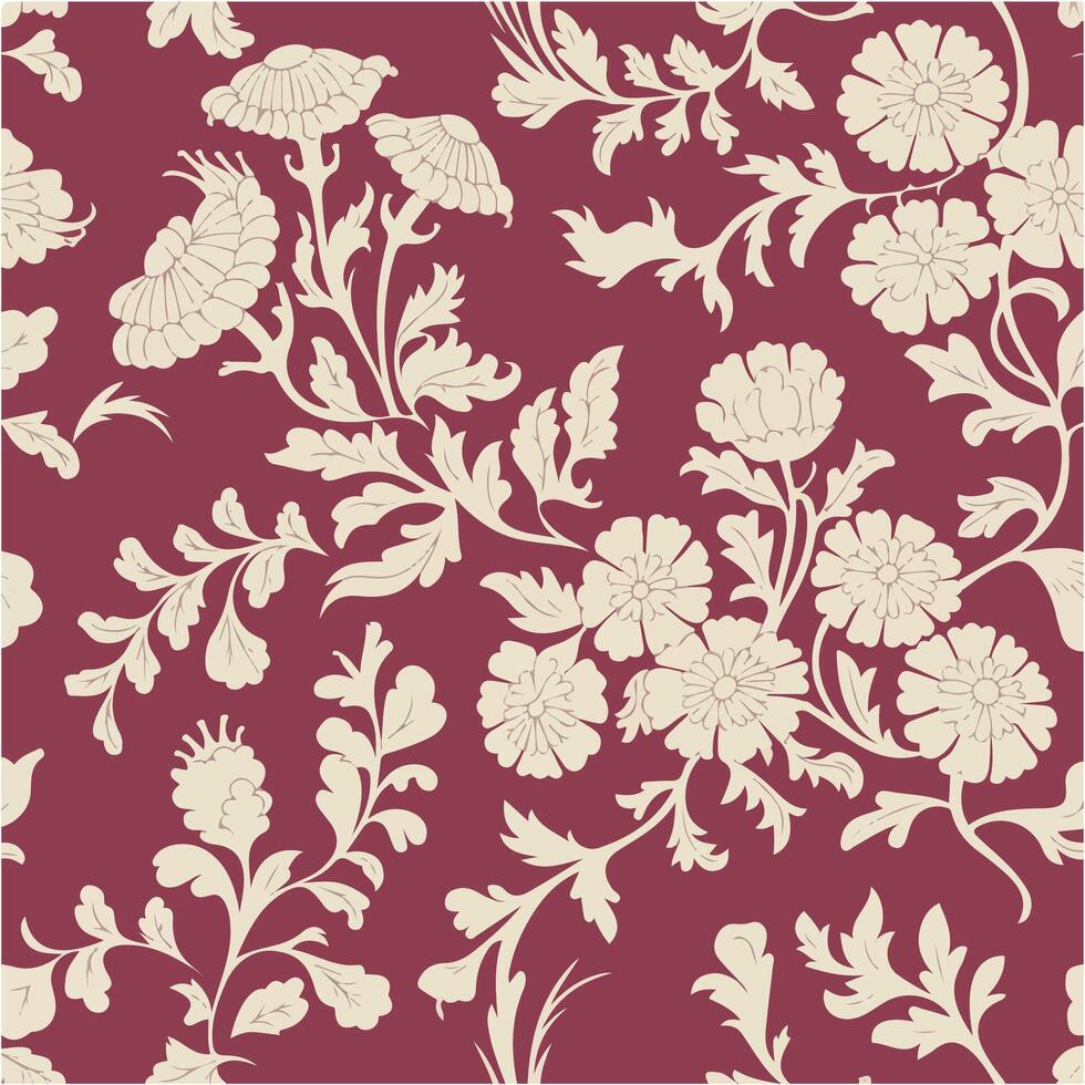 Seamless Meadow Flowers Pattern with Daisy and Paisley Shapes vector