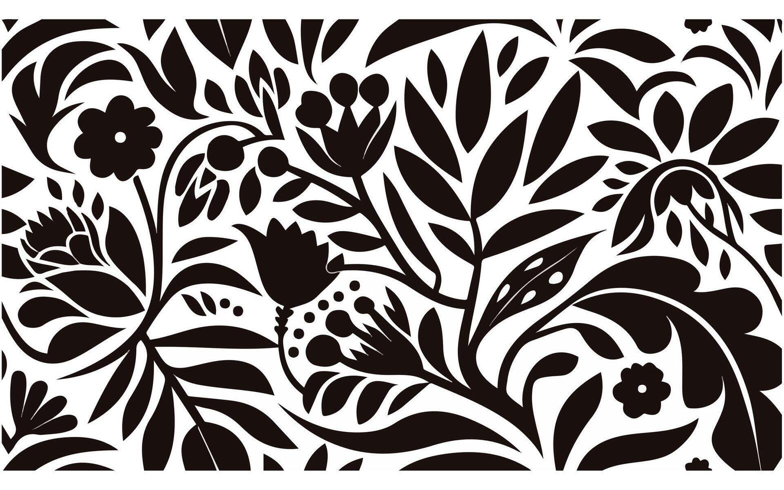 Organic Abstract Floral Pattern with Leaves and Flowers Modern Style vector