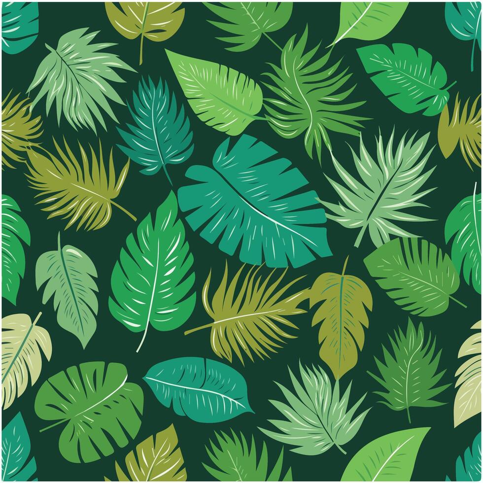 Seamless Monstera Leaves Pattern Tropical Palm Design vector