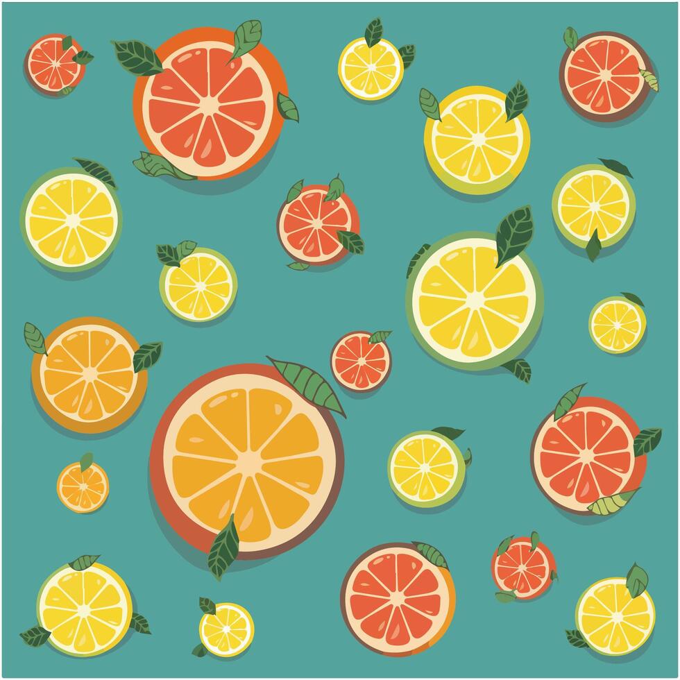 Collection of Citrus Slices Orange, Lemon, Lime, Grapefruit Icons vector