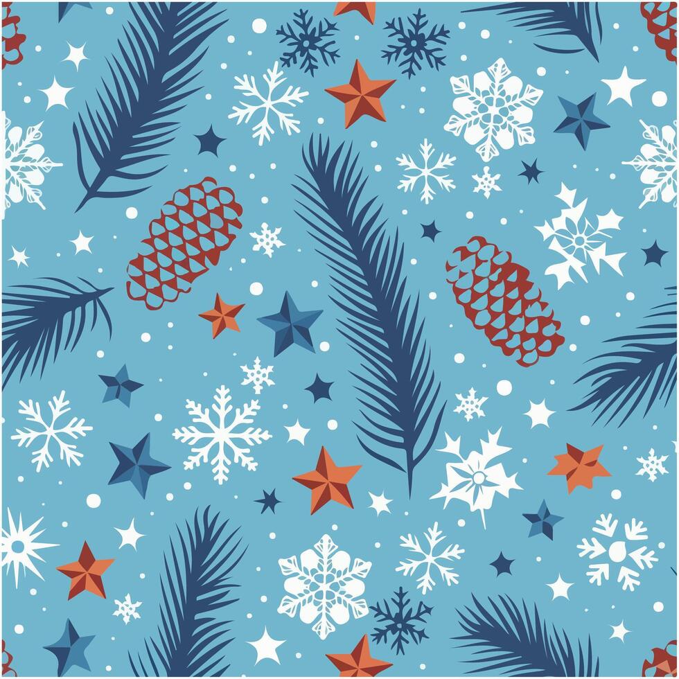Christmas Snowflakes Seamless Pattern Festive Design for Packaging and Fabric vector