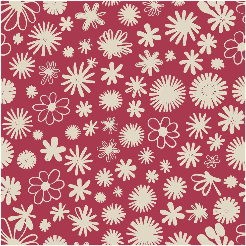 Viva Magenta Flowers Seamless Pattern Ditsy Style vector