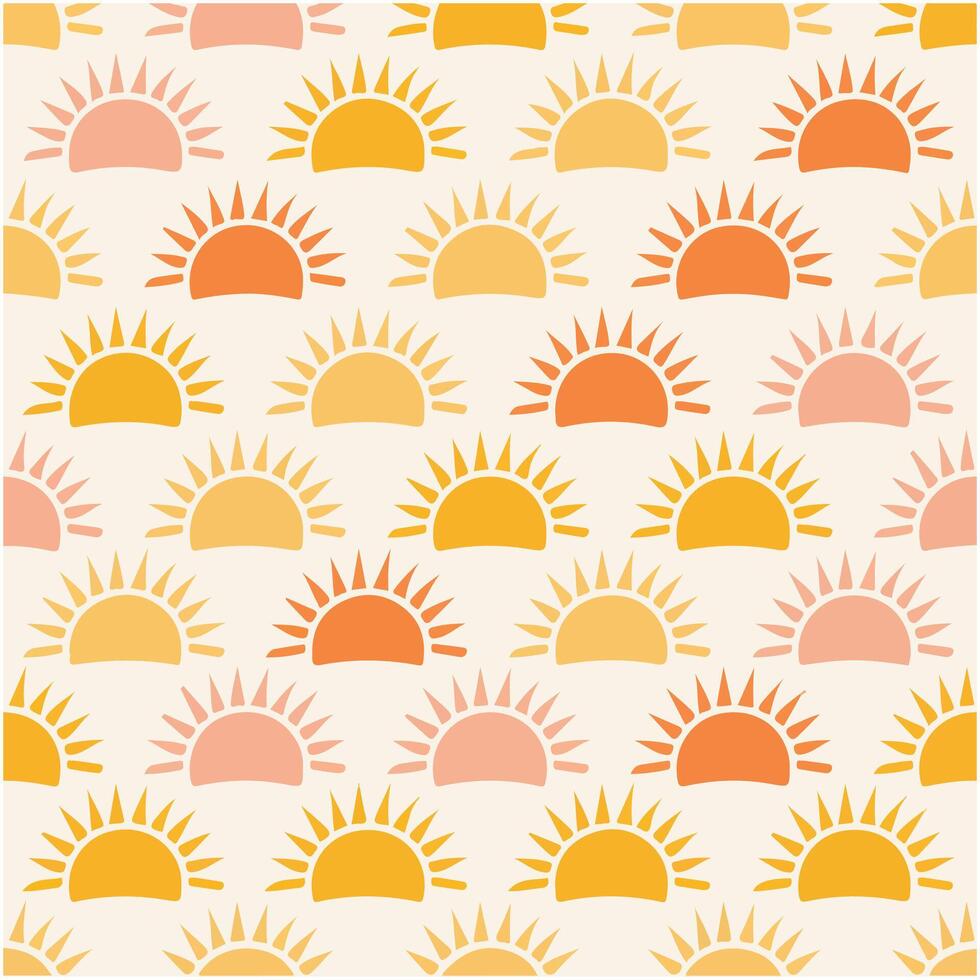 Seamless Pattern with Cute Colorful Suns vector