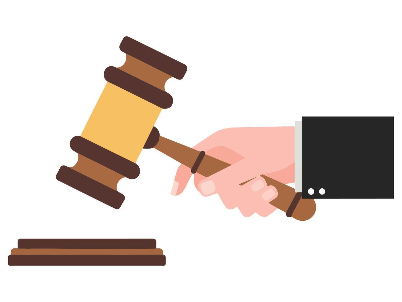 Hand Holding Judge Gavel in Flat Design Cartoon vector