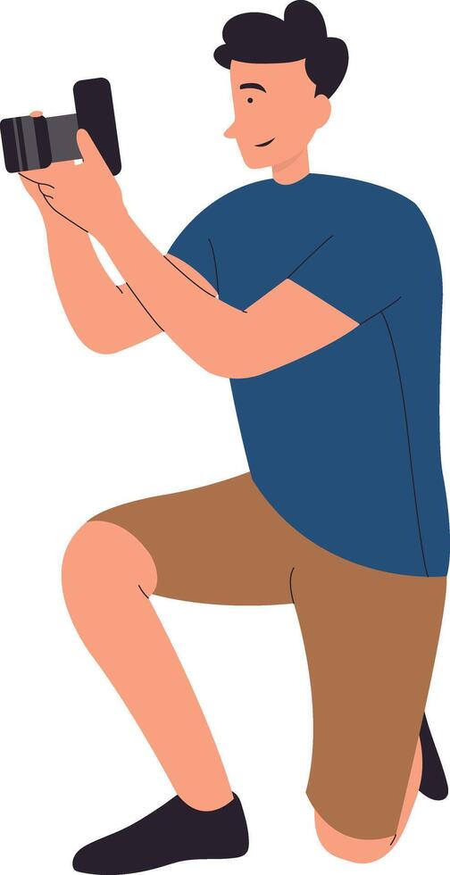 Professional Photographer Character with Cartoon Design vector
