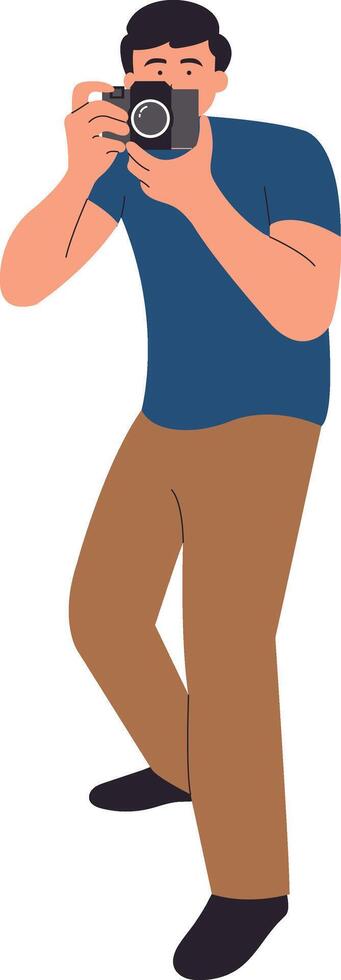 Professional Photographer Character on White Background. vector