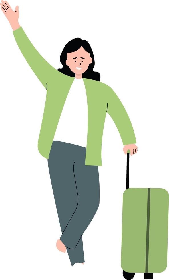 Traveler People Character in Cartoon Design. vector