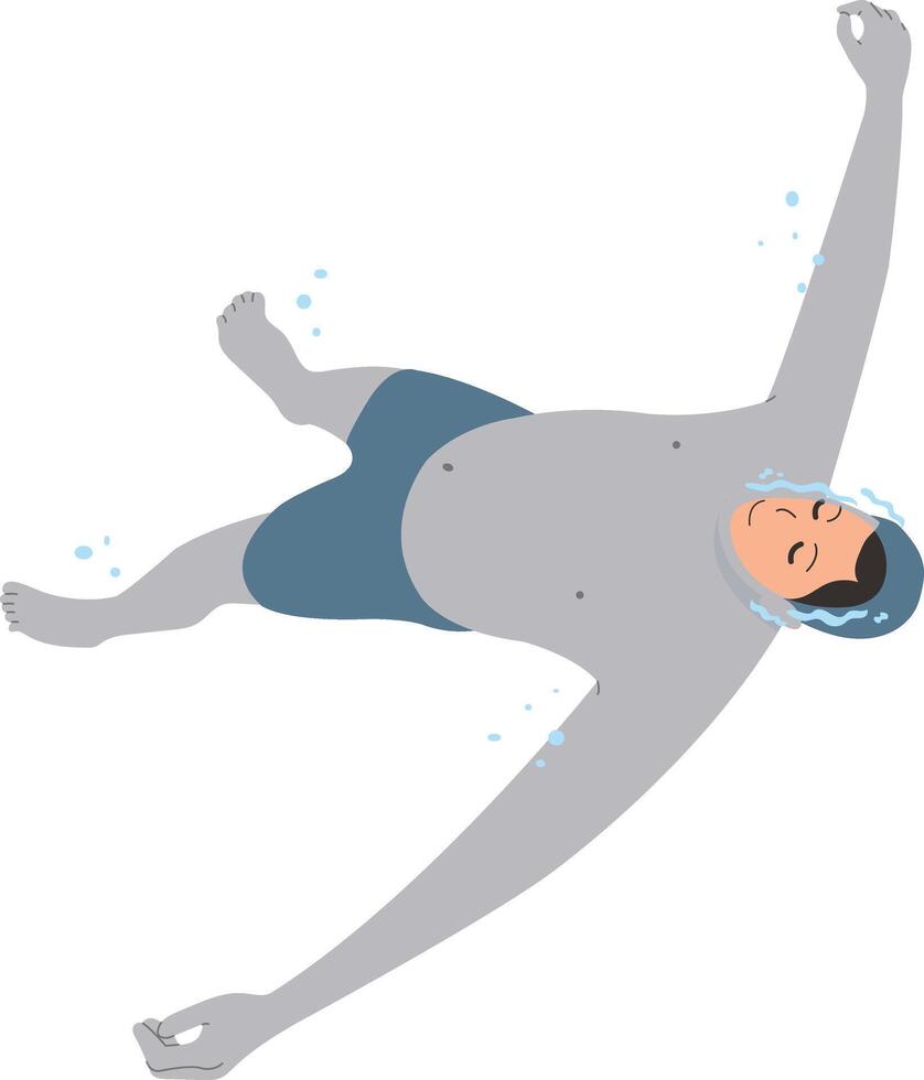 Illustration of People Swimming with Cartoon Shape. vector