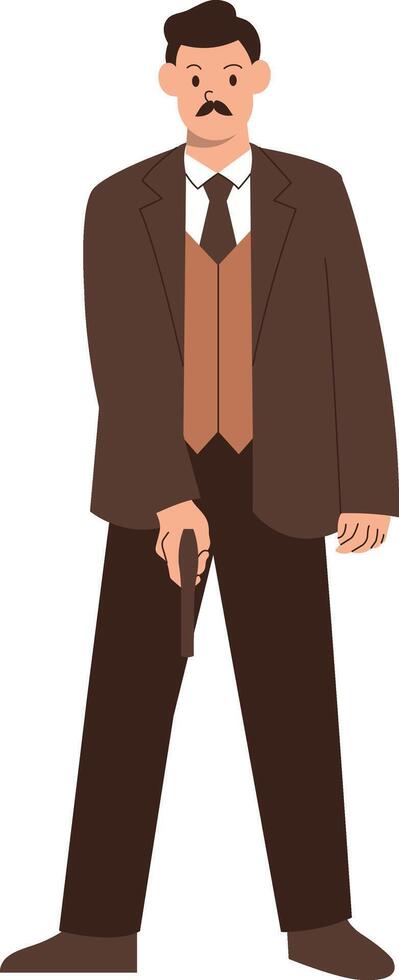 Detective Activity Character in Cartoon Design. vector