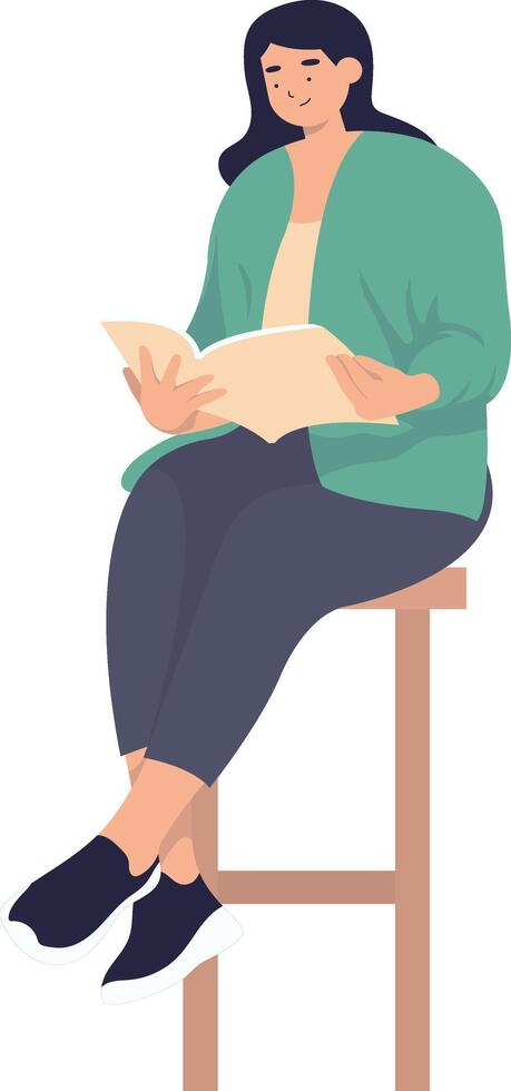 People Reading Book Illustration in Cartoon Design. vector