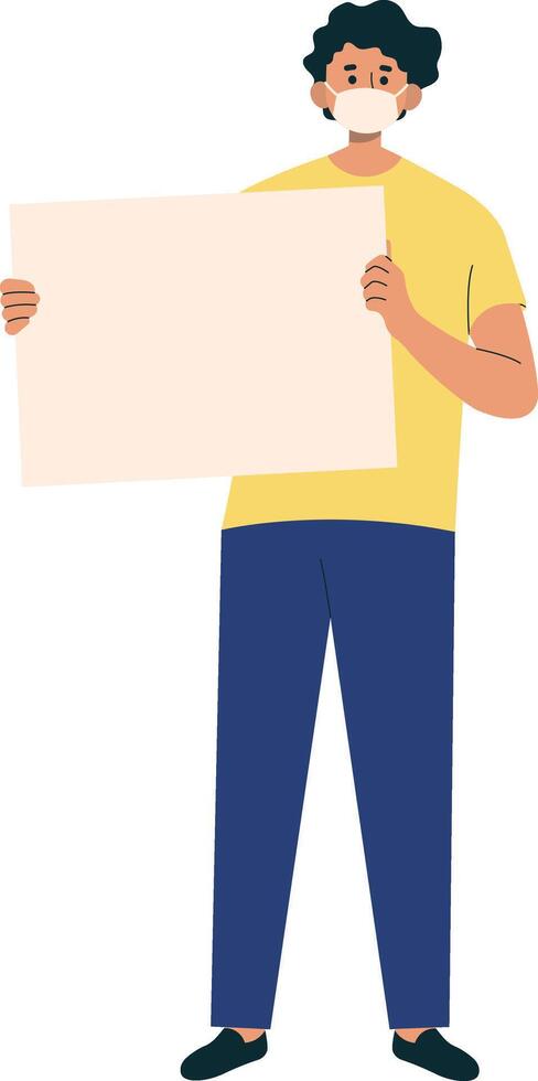 Illustration of People Holding Banner with Mask vector