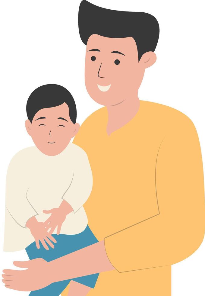 Father and Son Character with Cartoon Design. vector