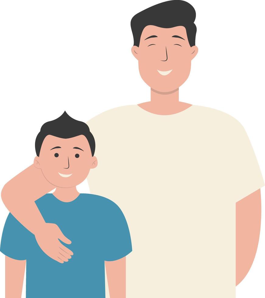 Father and Son Character wiith Cartoon Design. vector