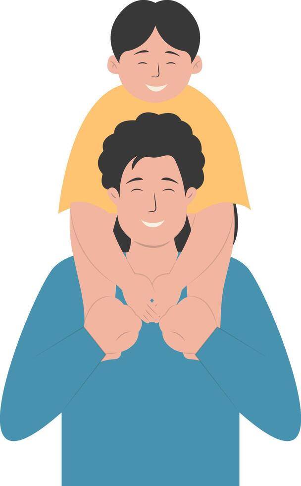 Father and Son Character in Cartoon Design. vector