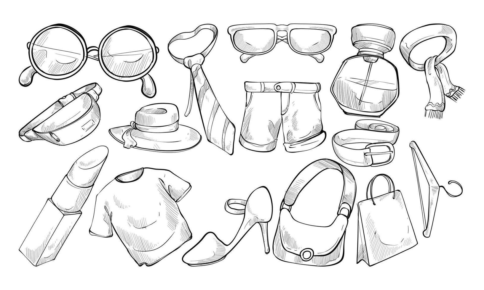 Handdrawn Fashion Accessories Collection vector