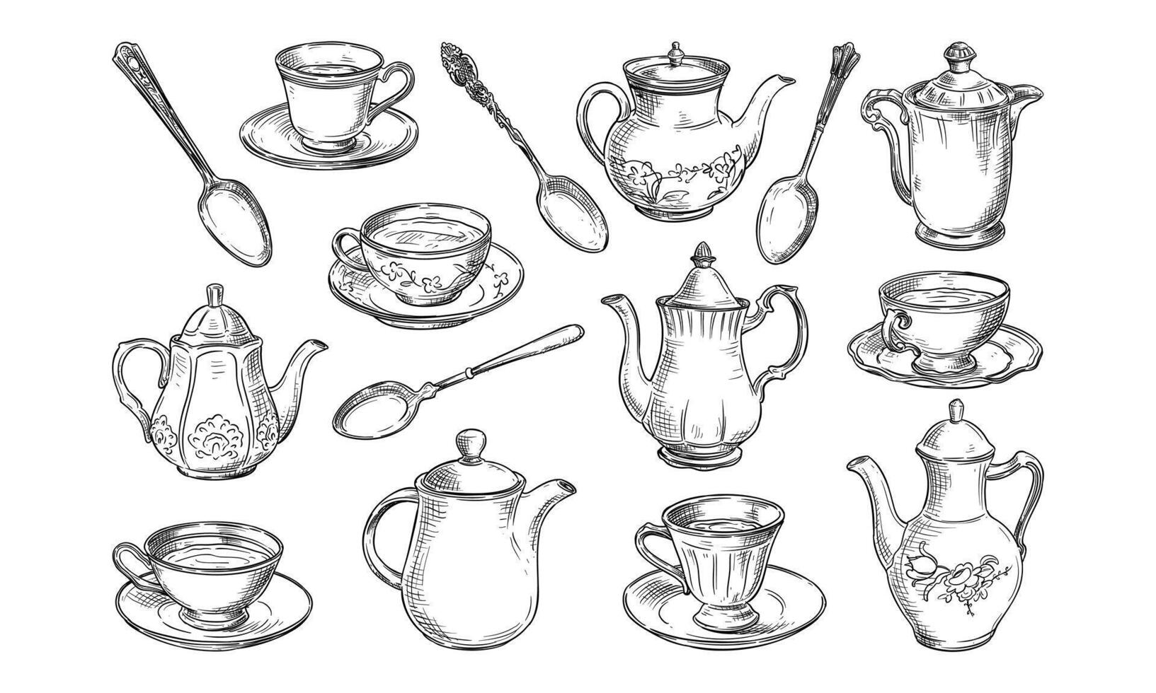 Handdrawn Tea Time Collection vector