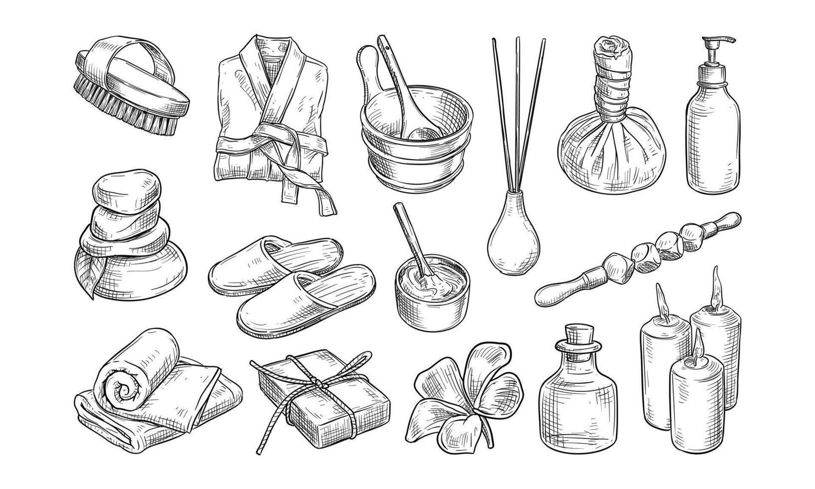 Handdrawn Spa Essentials Collection vector