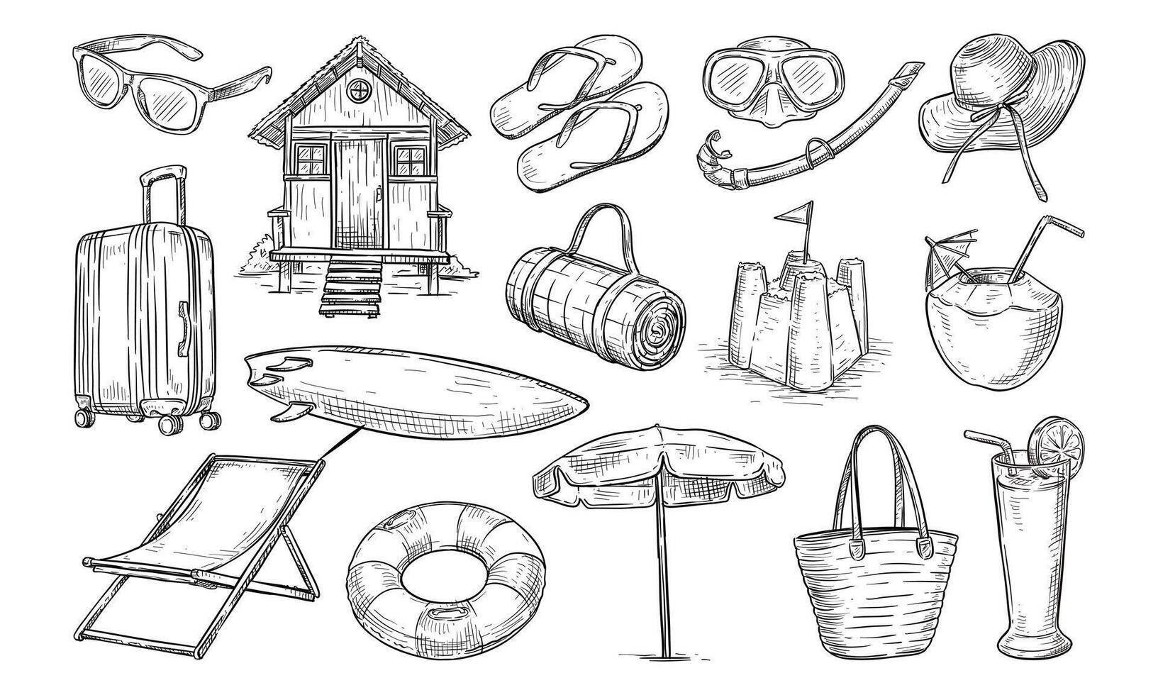 Handdrawn summer Beach Vacation Collection vector