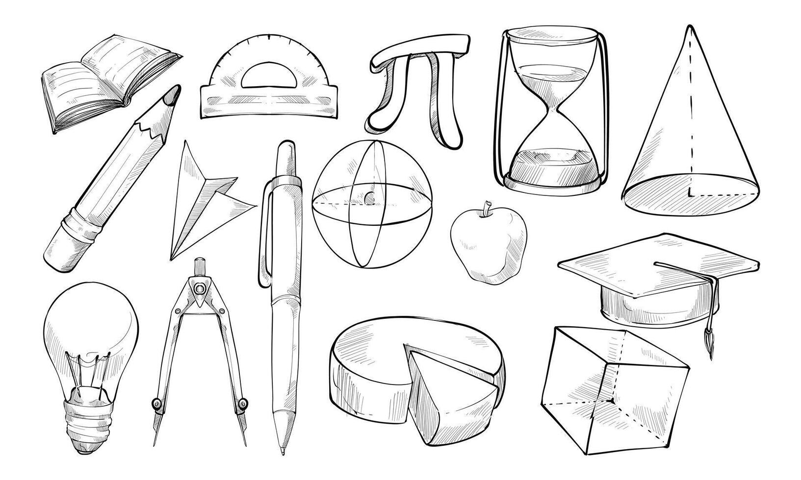 math handdrawn collection vector