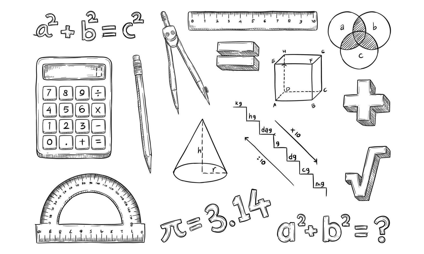 Mathematical teaching Handdrawn Collection vector