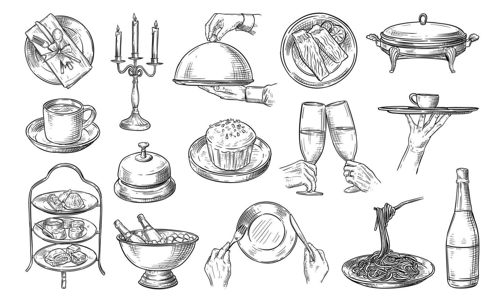 Dinner Party Handdrawn Collection vector