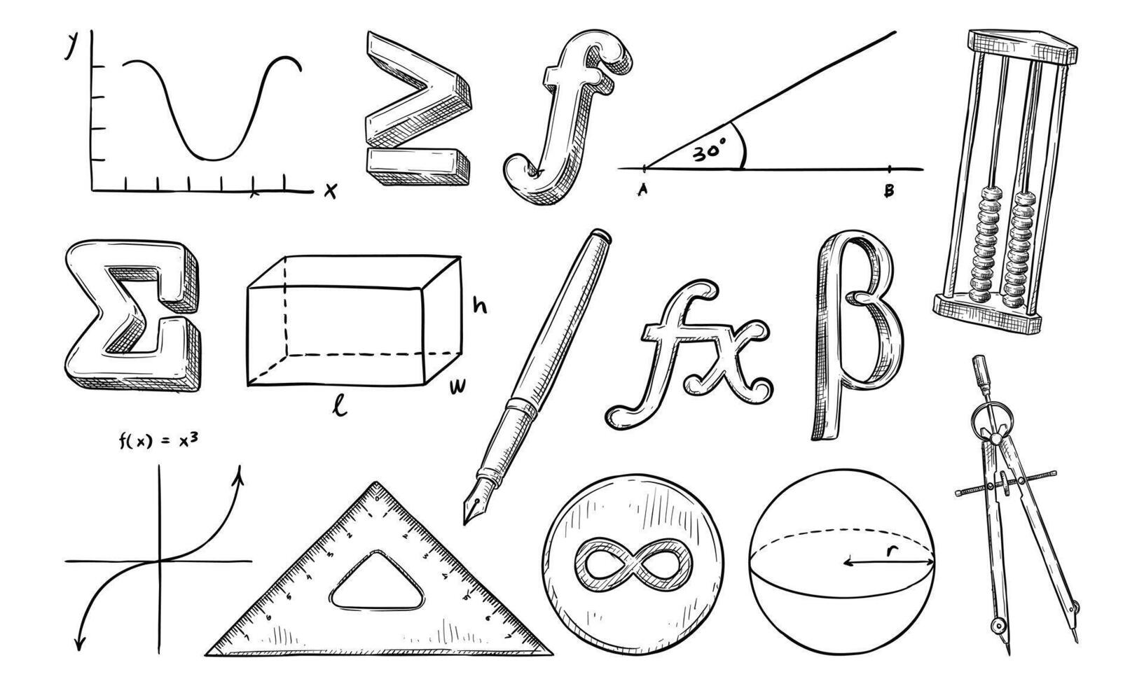 Mathematics algebra Handdrawn Collection vector